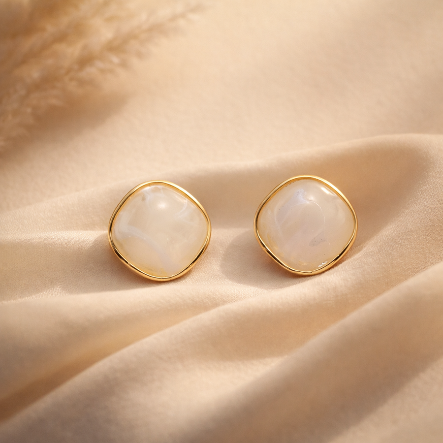 Gilded Cream Marble Cushion Studs