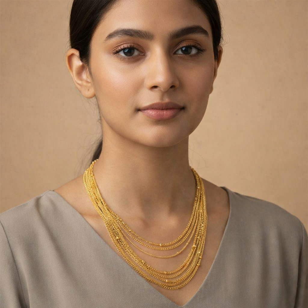 The Shahi Seven-Layer Gold Bead Haar