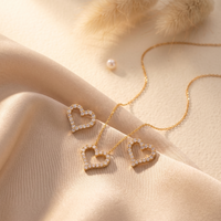 Gilded Crystal Heart Jewelry Set