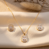 Gilded Emerald-Cut Pearl Mosaic Set