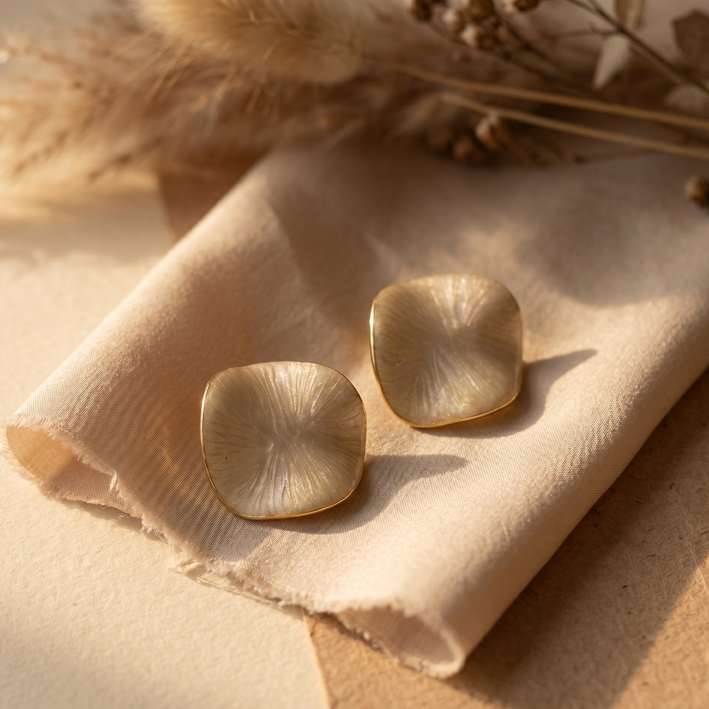 Golden Petal Radiance Stud Earrings