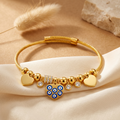 Evil Eye Heart Charm Gold Bracelet