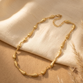 Modern Gold Finish Teardrop Link Necklace – Minimalist Elegant Design