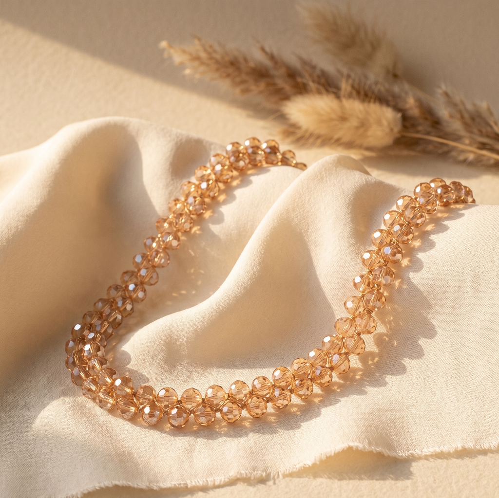 Radiant Amber Faceted Crystal Strand
