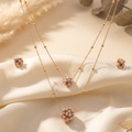 Layered Floral Golden Pendant Set