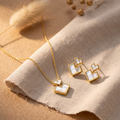 Gilded Geometric Pearl Mosaic Set