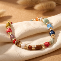 Gilded Multi-Hue Artisan Stone Necklace