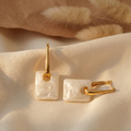 Lustrous Marbleized Resin Geometric Drop Earrings