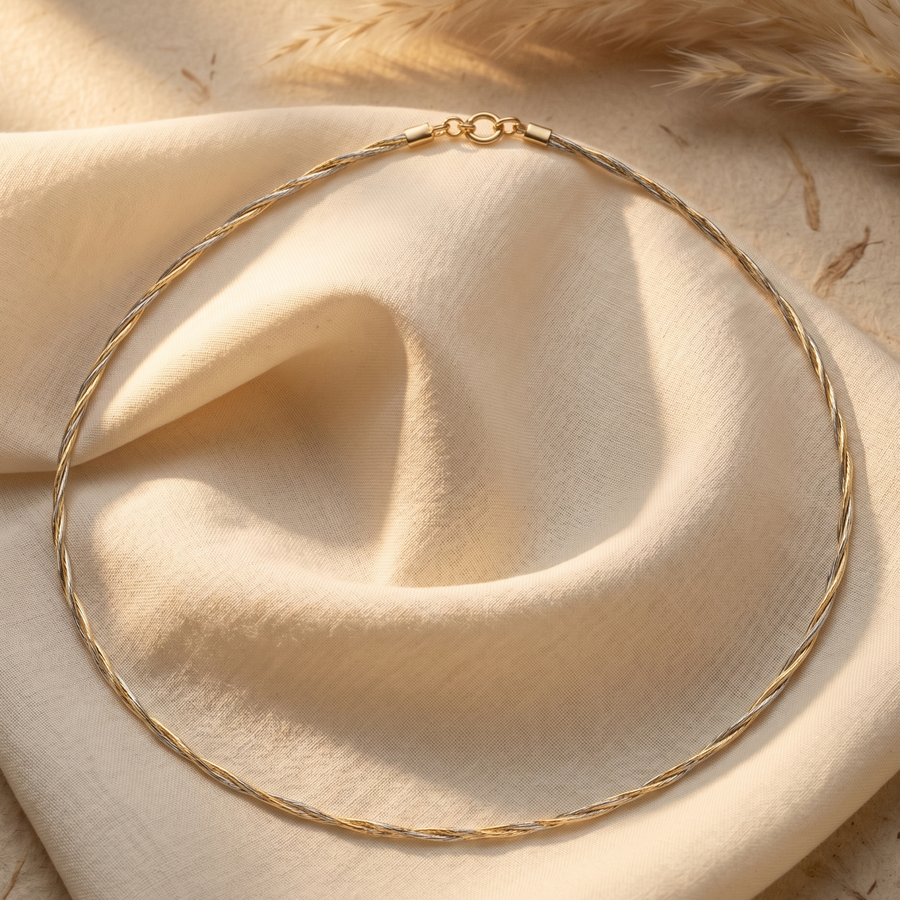 Elegant Twisted Two-Tone Gold Chain Necklace