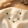 Gilded Malachite Clover Station Necklace