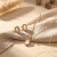 Gilded Pearlescent Oval Halo Set