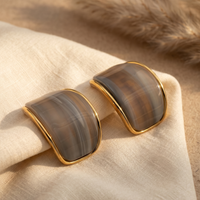 Smoky Mist Marbleized C-Hoop Earrings