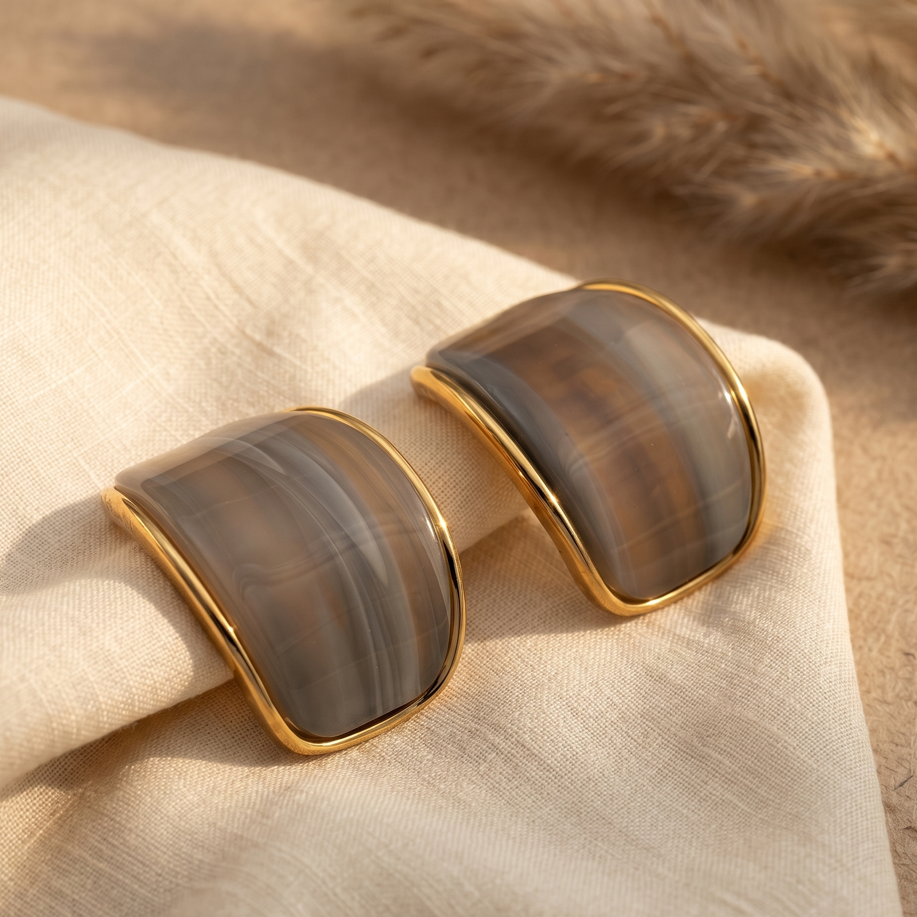 Smoky Mist Marbleized C-Hoop Earrings