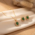 Emerald Elegance Golden Pendant Set
