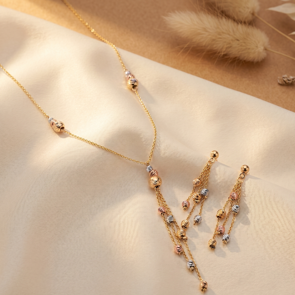 Gilded Tricolor Waterfall Jewelry Set