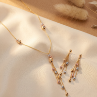 Gilded Tricolor Waterfall Jewelry Set