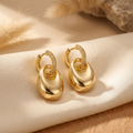 Radiant Gilded Pebble & Crystal Huggie Earrings