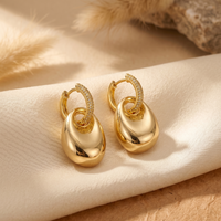 Radiant Gilded Pebble & Crystal Huggie Earrings