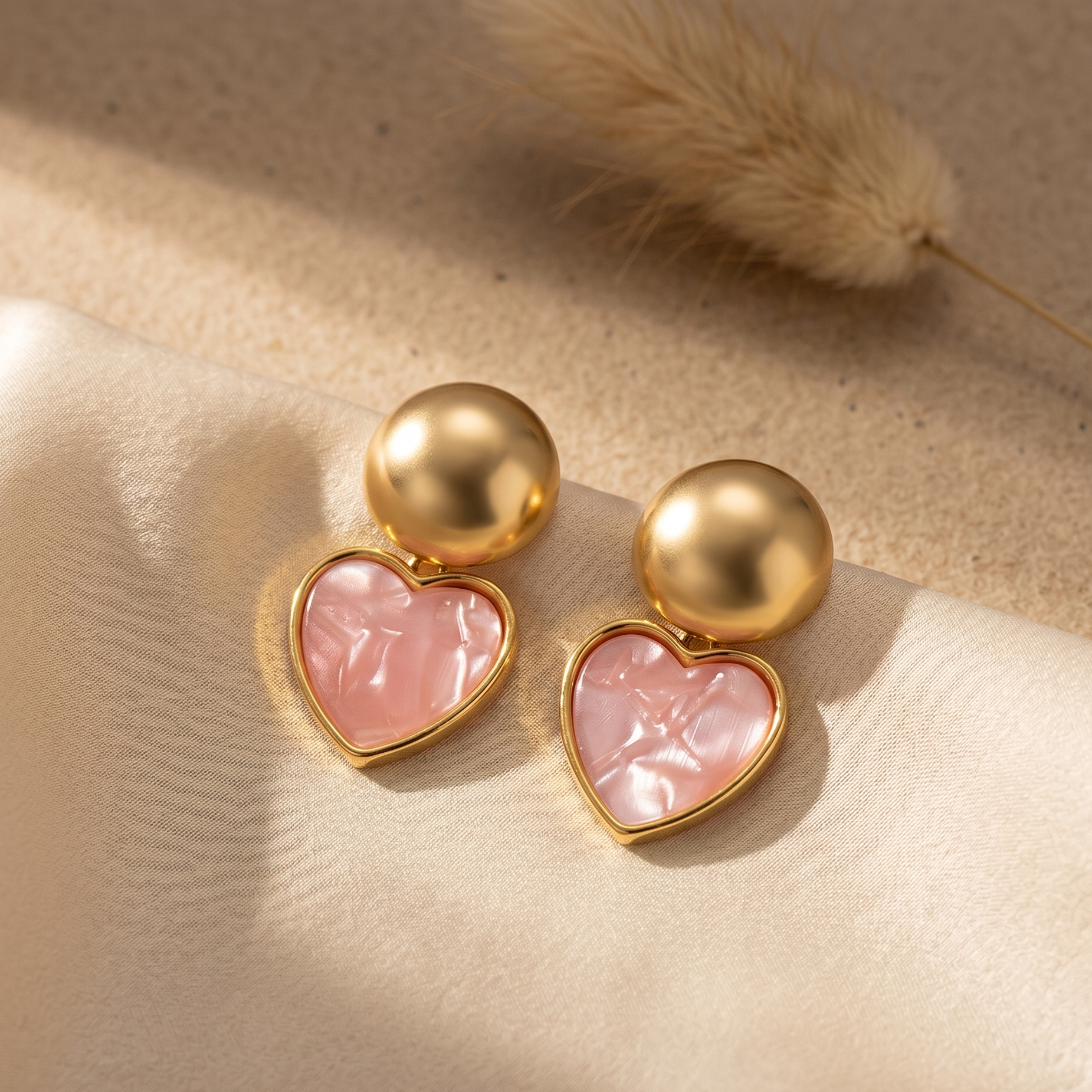 Gilded Rose Heart Drop Earrings