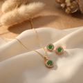 Gilded Emerald Halo Jewelry Set