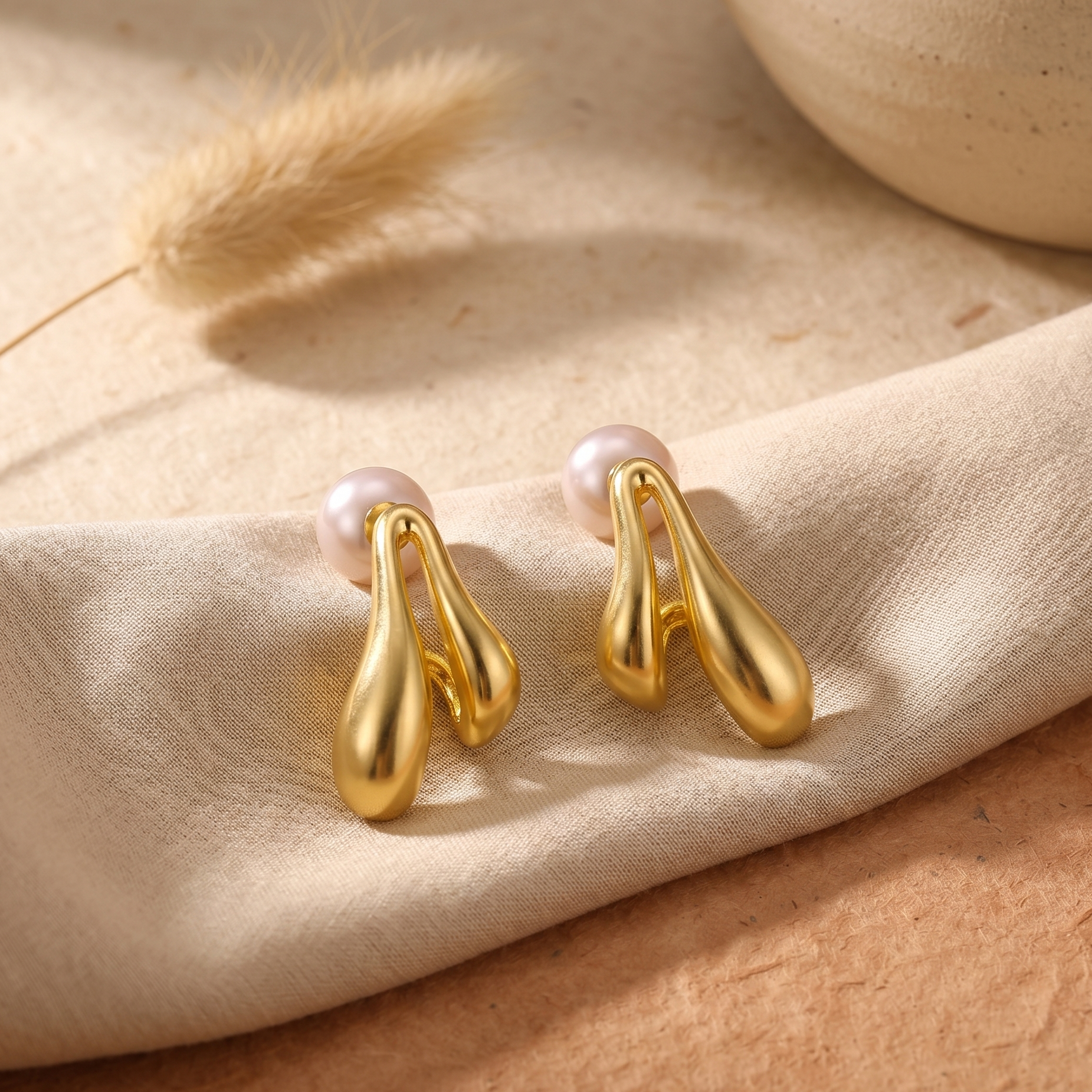 Radiant Abstract Gilded Drop Earrings