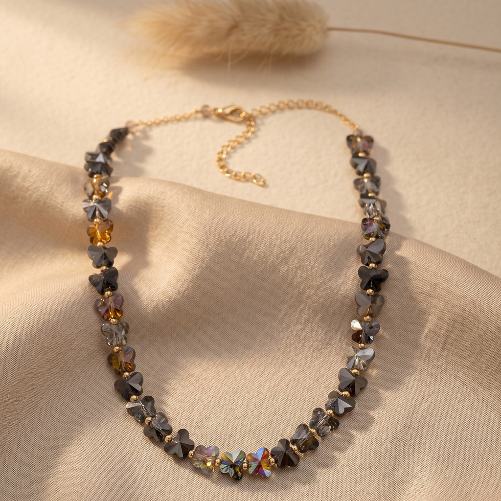 Midnight Butterfly Crystal Necklace