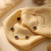 Gilded Onyx Clover Station Necklace