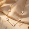 Gilded Pearl Clover Station Necklace