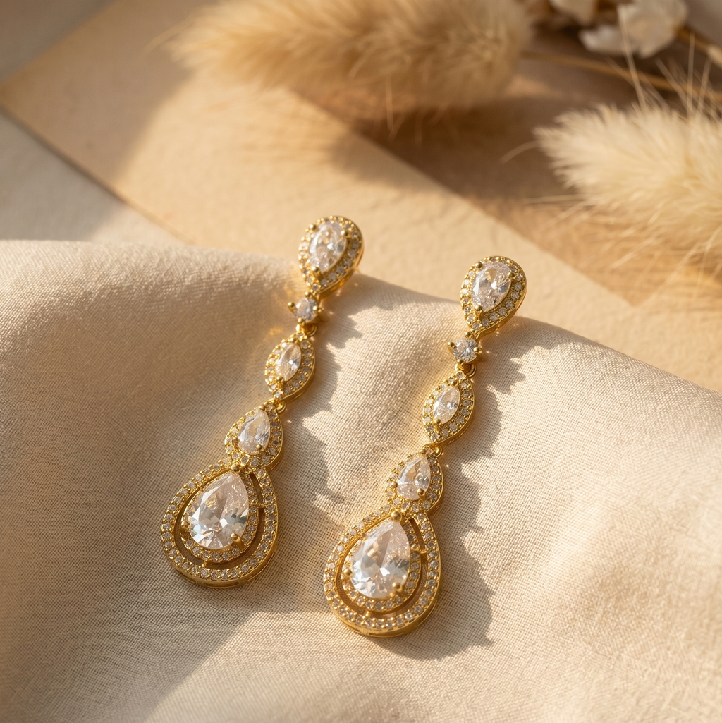 Royal Cascade Teardrop Diamond Earrings