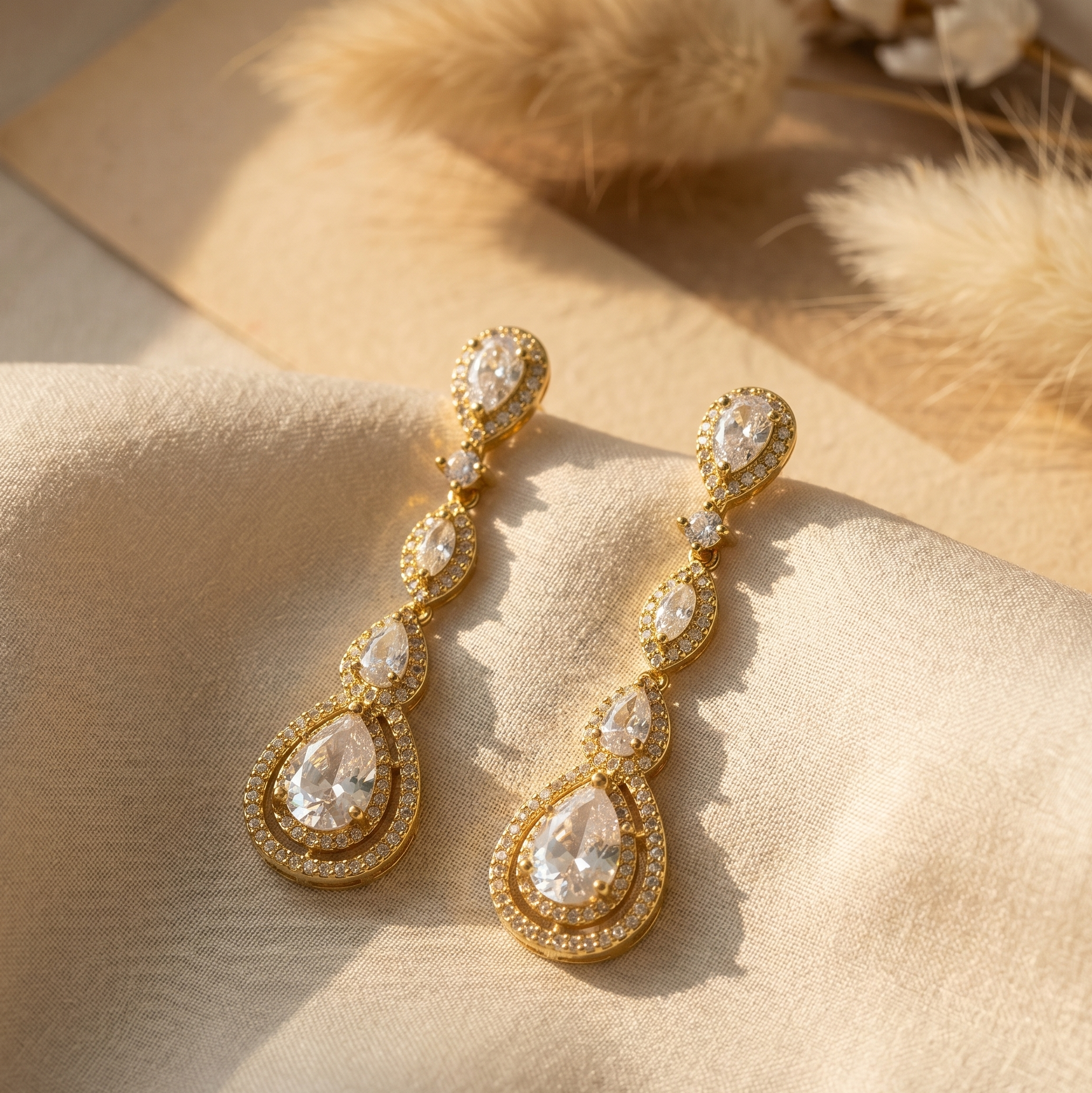 Royal Cascade Teardrop Diamond Earrings