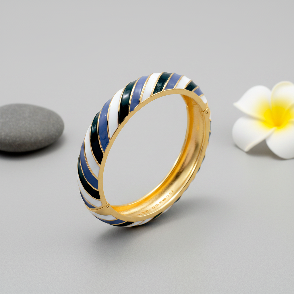 Gilded Nautical Enamel Bangle
