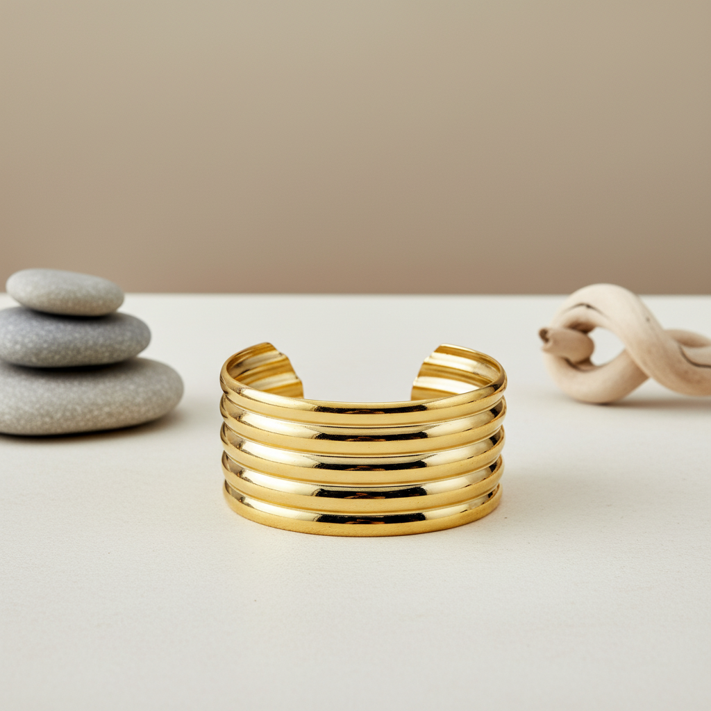 Gilded Ribbed Tiered Cuff