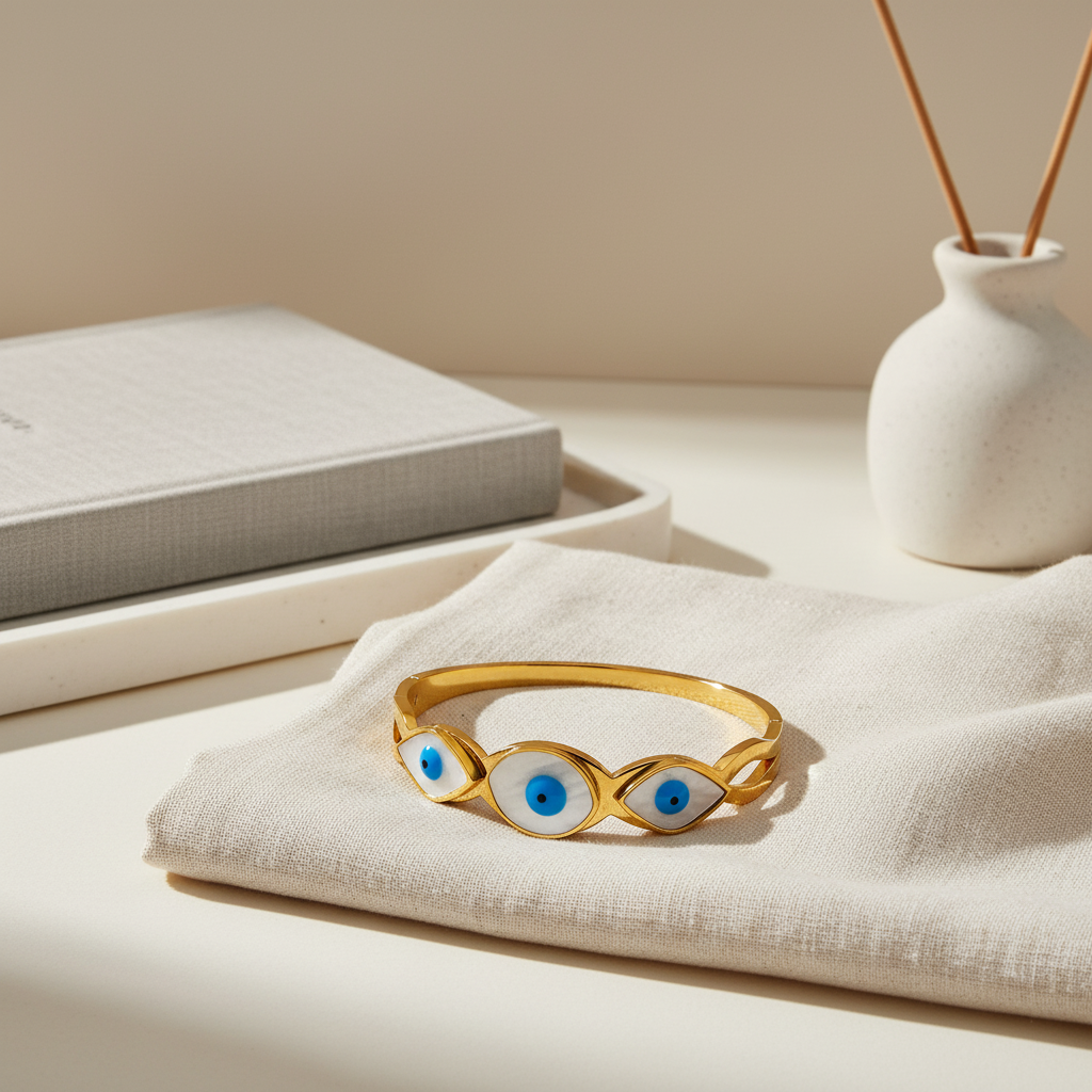 Gilded Triple Evil Eye Bangle