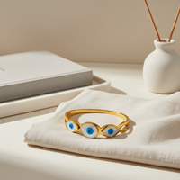 Gilded Triple Evil Eye Bangle