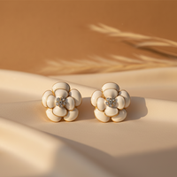 Gilded Camellia Crystal Studs