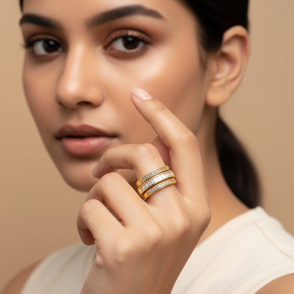 Royal Layered Diamond Gold Ring