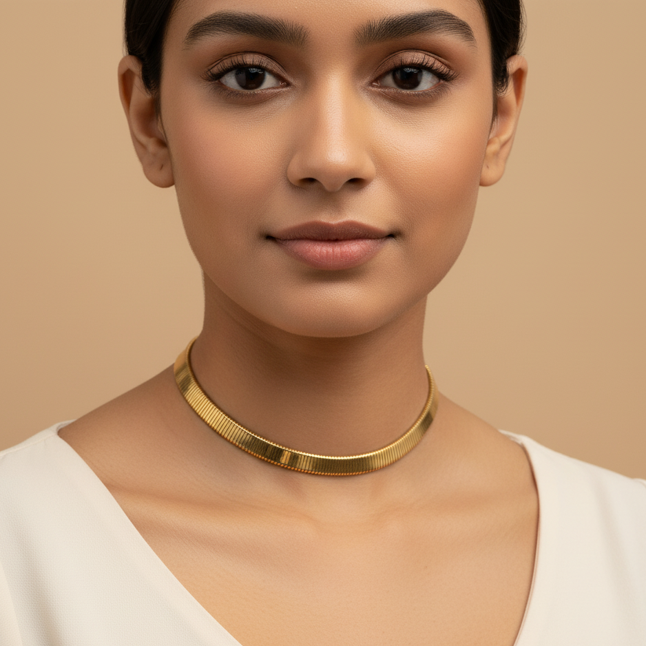 Gilded Omega Flat Ribbon Necklace