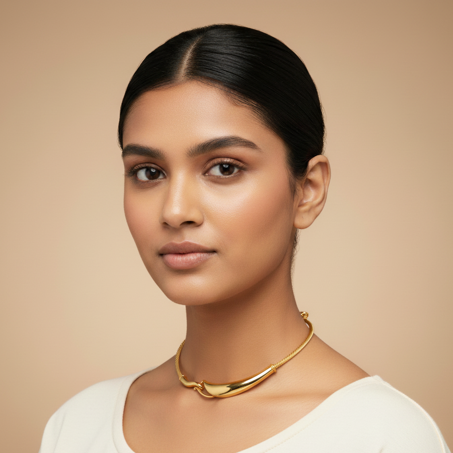 Celeste Curve Gold Hasli Necklace