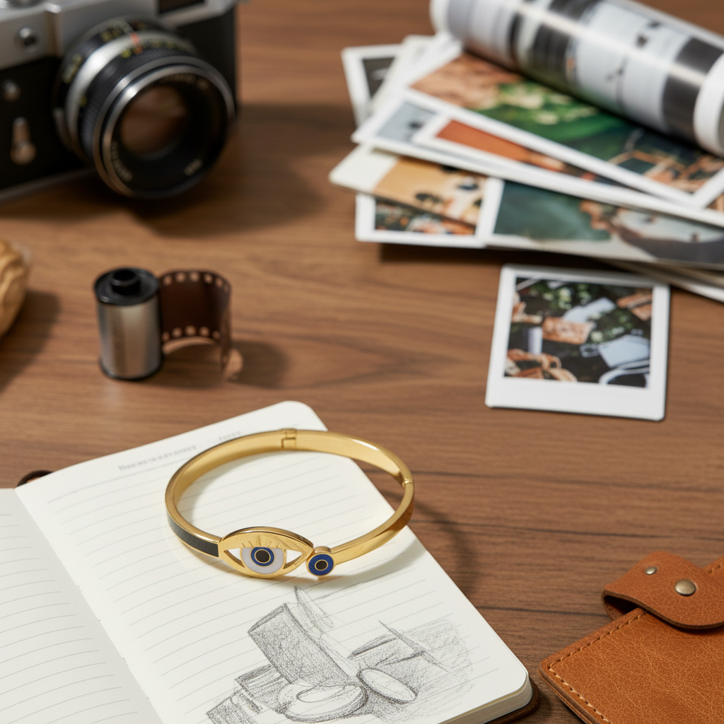Gilded Evil Eye Hinge Bangle