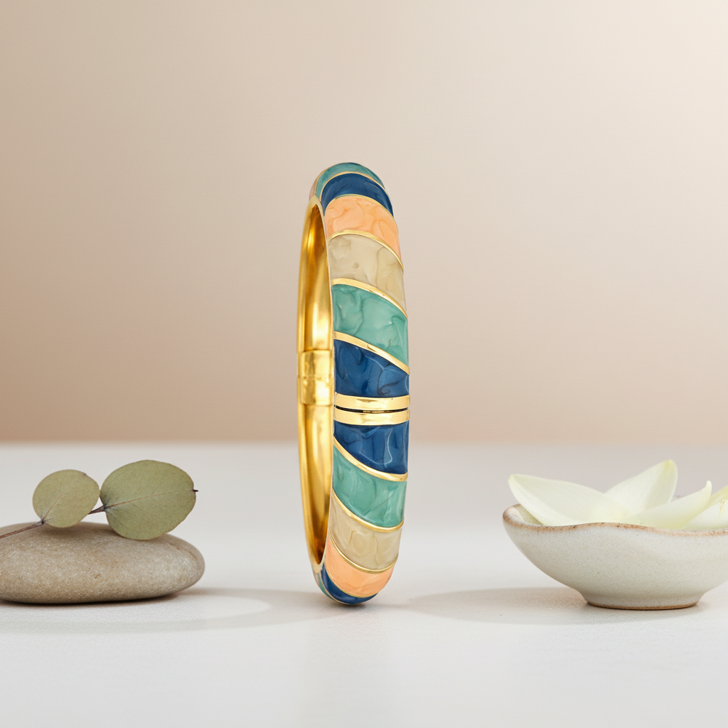 Pastel Mosaic Gold Bangle
