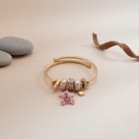 Pink Teddy Bear Charm Bangle