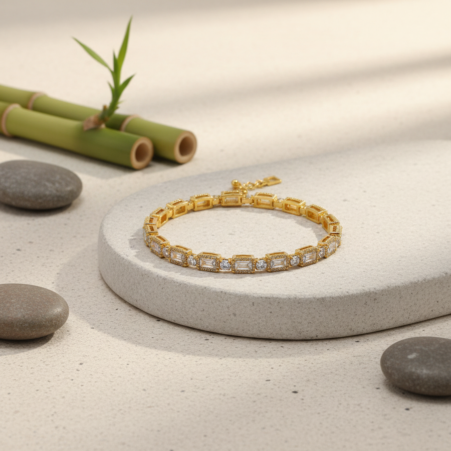 Radiant Emerald-Cut Halo Tennis Bracelet