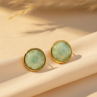 Gilded Sage Marble Studs