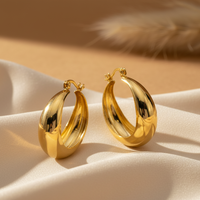 Polished Golden Crescent Hoops