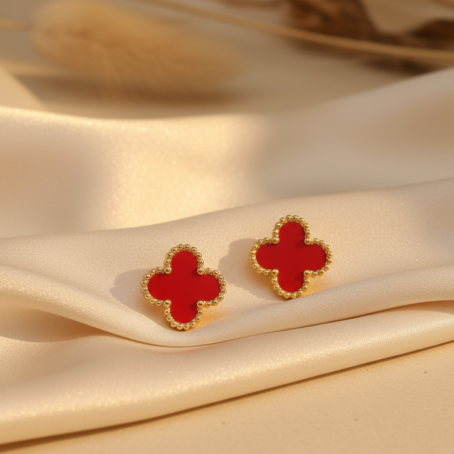 Gilded Crimson Clover Studs