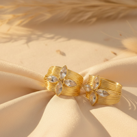 Gilded Crystal Petal Wire Rings