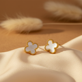 Gilded Pearlescent Clover Studs