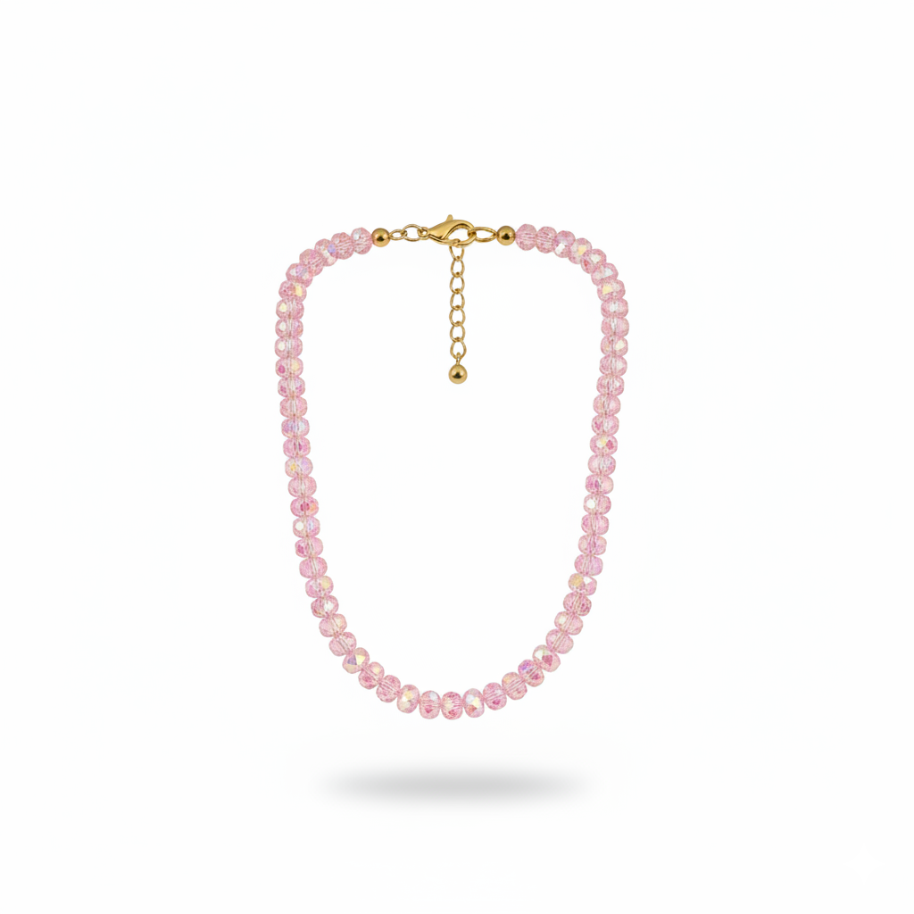 Rose Petal Aurora Crystal Necklace