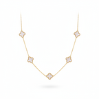 Gilded Pearl-Style Clover Station Necklace