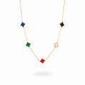 Gilded Rainbow Clover Station Necklace